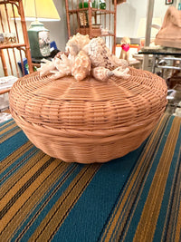 Vintage Lidded Basket with Shells