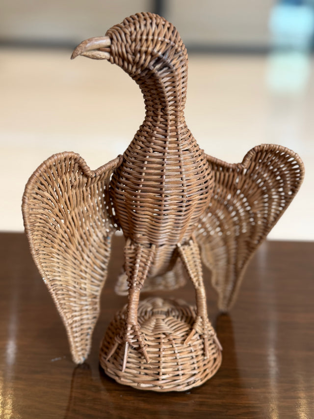 Vintage Wicker Eagle Statue 10”