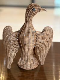 Vintage Wicker Eagle Statue 10”