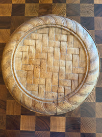 Antique English Wooden Bread Board with Lattice/ Woven Pie Crust design