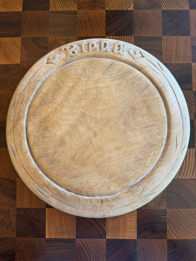 Antique English Wooden Bread Board Hand Carved “Bread”