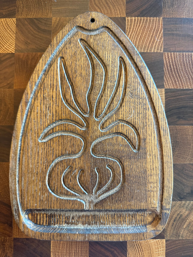 Vintage Hand Carved Onion Trivet/ Wall Decor