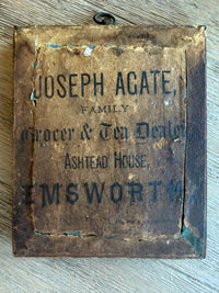 Antique Watercolor of a lady, Joseph Agate Family Grocer & Tea Dealer Emsworth 5x6