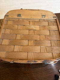 Antique Splint Oak double handled Pie Basket w Lid