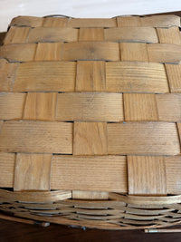 Antique Splint Oak double handled Pie Basket w Lid